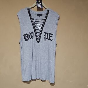 DOPE Graphic Cut Out Muscle Tee Gray